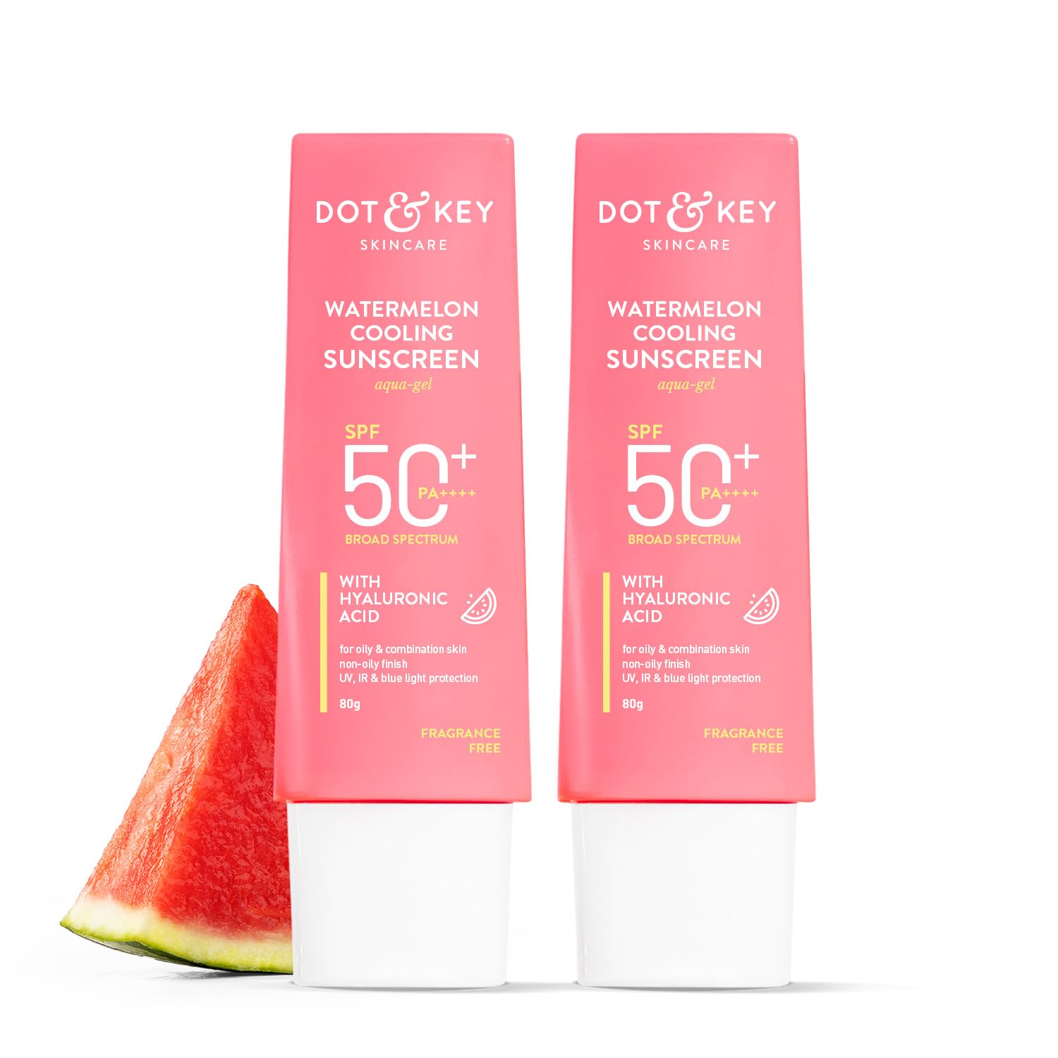 Dot & Key Watermelon Cooling Sunscreen SPF 50+ PA++++ | With Hyaluronic Acid, Instantly Cools Skin, Broad Spectrum Protection | Controls Excess Oil, Checks Tanning, No White Cast, All Skin Types | 50g