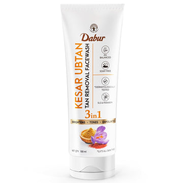 DABUR Kesar Ubtan Face Wash-100Ml|Enriched With Natural Turmeric, Niacinamide & Saffron To Brighten, Tone And Gently Exfoliate Skin|For Removing Tan, Dark Spots, Dirt & Impurities|For Men & Women