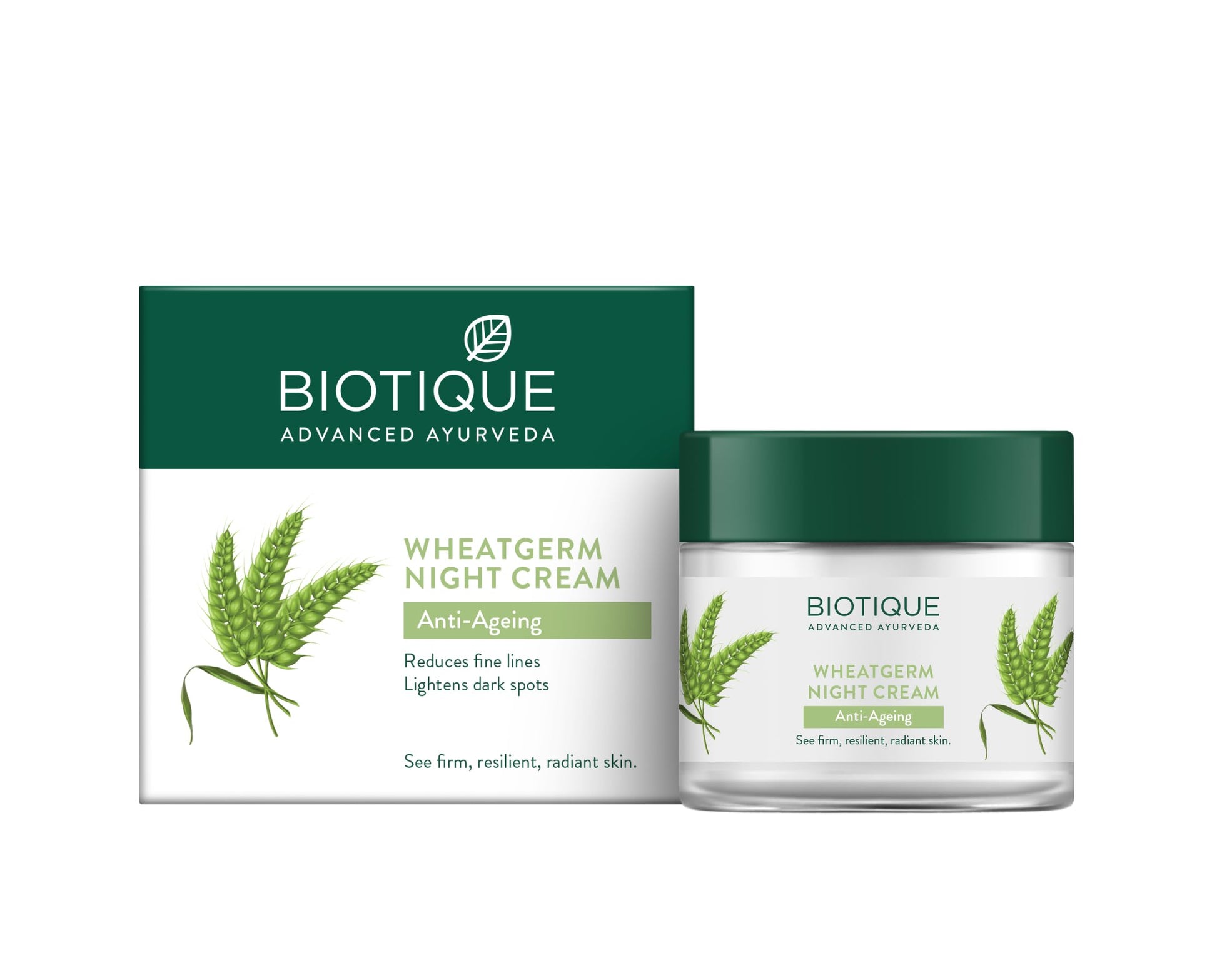Biotique Wheat Germ Anti- Ageing Night Cream | Reduces Fine Lines | Lightens dark Spots | 100% Botanical Extracts | Suitable for All Skin Types | 50g