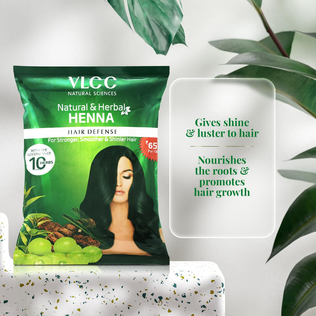 VLCC Natural & Herbal Henna - 120g X 3 (Pack of 3) | Goodness of 10 herbs like Amla, Brahmi, Jatamansi, and Bhringraj | For Stronger, Smoother & Shinier Hair.