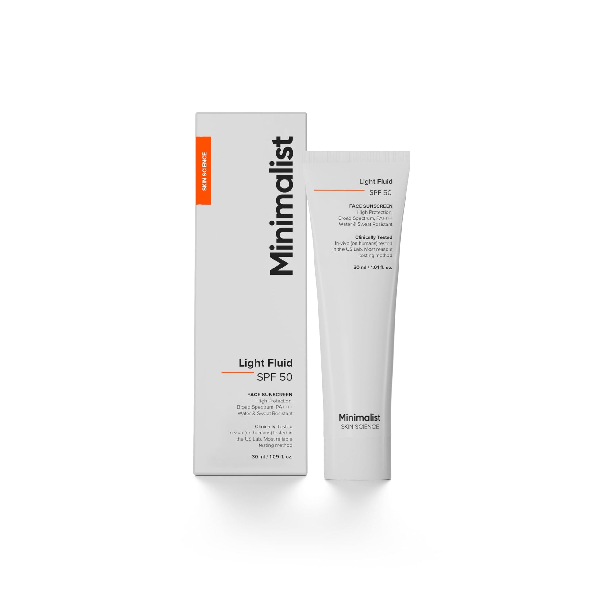 Minimalist Light Fluid Sunscreen SPF 50 for Oily Skin (PA++++) | Clinically Tested in US| No White Cast | Broad Spectrum | Lightweight, Water & Sweat Resistant | For Women & Men | 50ml