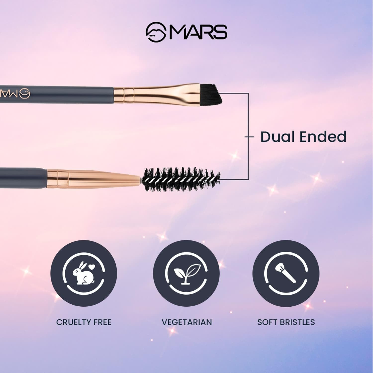 MARS Enchanted Eye Brush Set of 3 | Multipurpose Eye Makeup, Eyebrow & Liner Brushes | Soft Bristles | Compact & Travel Friendly