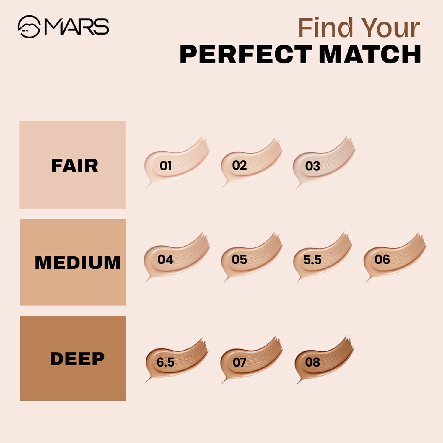 MARS SPF50 PA++++ High Coverage Liquid Foundation | Blemish Free & Blendable Foundation for Makeup (40ml) (SHADE-01)