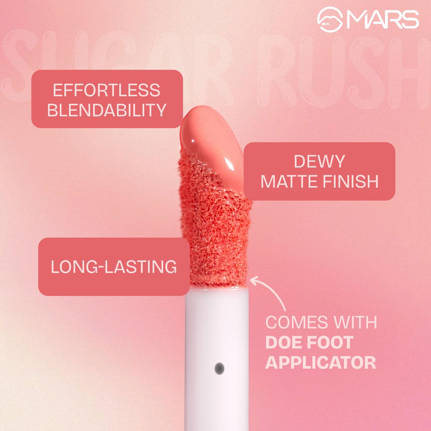 MARS Sugar Rush Liquid Blush (4.5ml) (01-MARSH MALLOW) | High-Pigmentation | Lightweight Formula | Dewy Matte Finish | Long-Lasting | Smooth Radiant Glow | Easy Doe-Foot Applicator