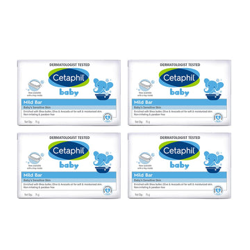 Cetaphil Baby Mild Bar for Face and Body-Pack of 4, 75g*4