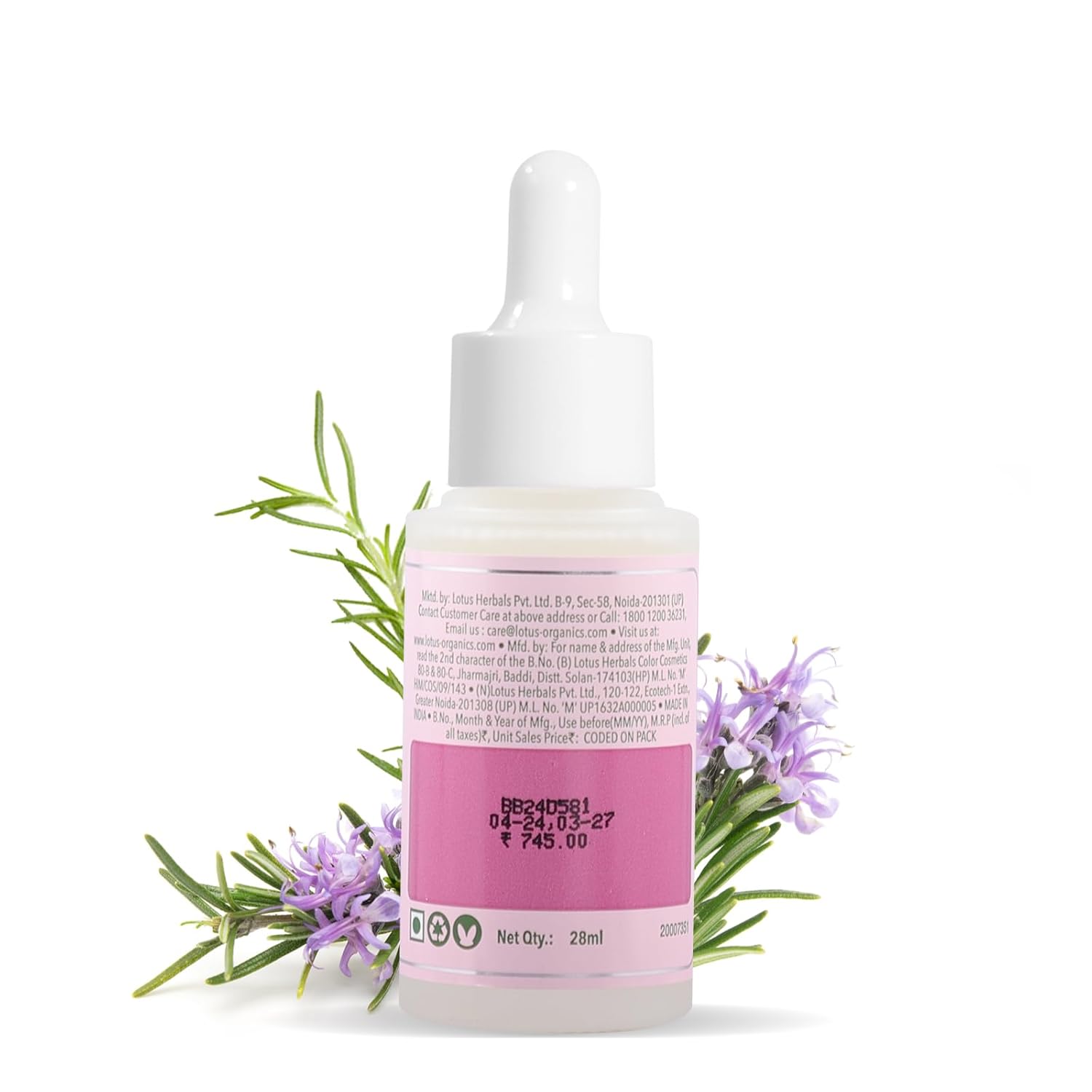 Lotus Organics+ Hair Growth Active Concentrate Serum | 100% Organic Rosemary Oil, AnaGain & Hairdian| 28ml - Dhevu