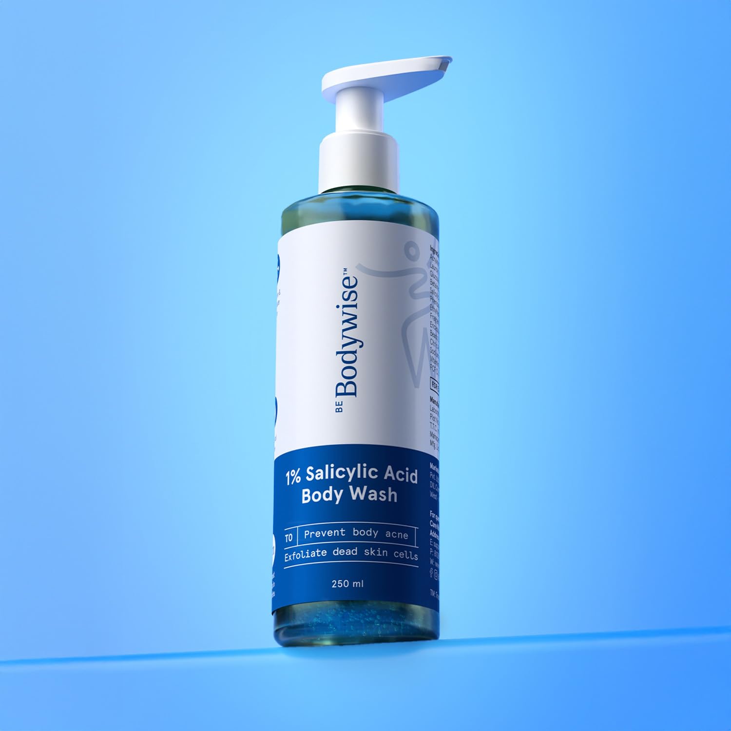 Be Bodywise 1% Salicylic Acid Exfoliating Body Wash Shower Gel 250ml | Prevents Body Acne, Bumpy skin & Deep cleanses | Suitable for All Skin Types.