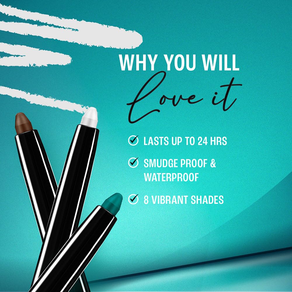 Lakme Eyeconic Black Kajal, Matte Kohl Liner in a Twist Up Pencil - Waterproof, Smudge Proof & Long Lasting Eye Makeup, 0.35 g