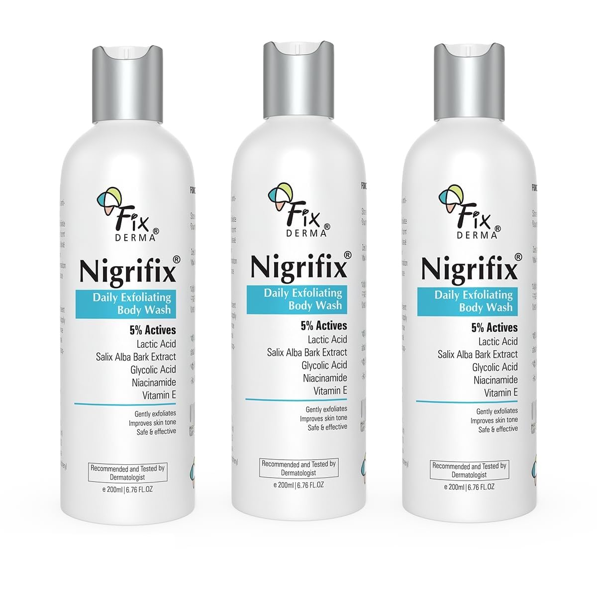 FIXDERMA Nigrifix Underarm Roll On With 6% AHA, Lactic Acid & 1% Mandelic Acid & Kojic Acid | Brightens Skin & Exfoliates Underarm | For Sensitive Skin - 60Ml (Pack Of 2), For Unisex