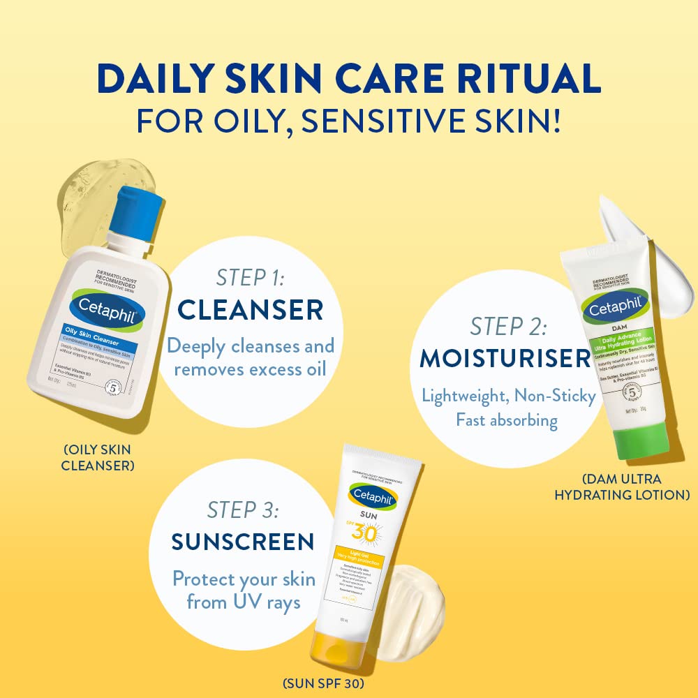 Cetaphil Sun Spf 30 Sunscreen Gel, White, Hydrate & Nourish 100 ml - Dhevu