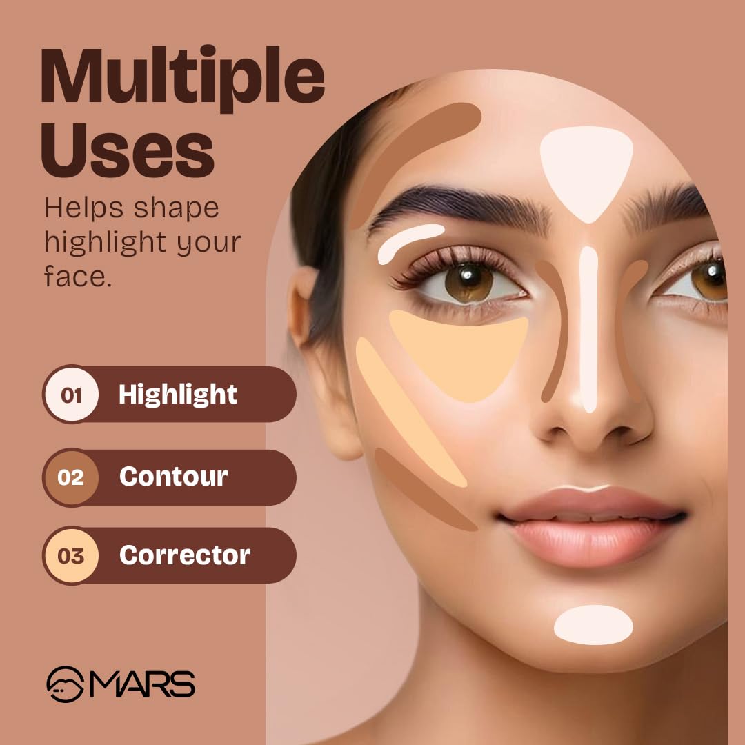 MARS Cancel Liquid Concealer for Face Makeup with Radiant Natural Finish | 07-Caramel Charm | 6.0 ml | Lightweight | Medium to High Coverage | Long-Lasting & Multi-Purpose | Crease Resistant