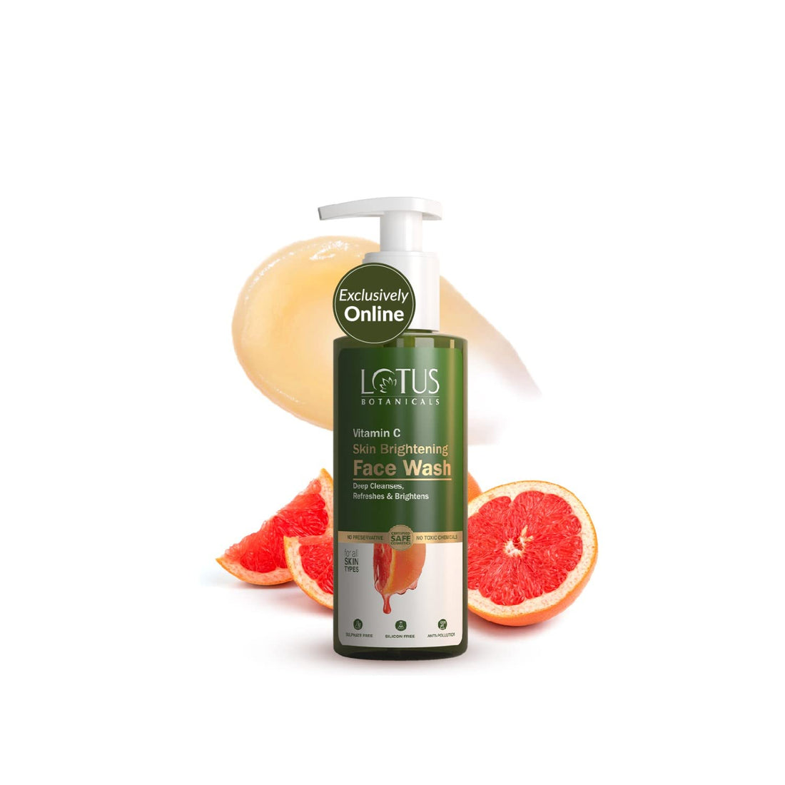 Lotus Botanicals Vitamin C Skin Brightening Face Wash | 100x Vitamin C | Brightens & Deep Cleanses Skin | Removes Dirt and Impurities | Refreshes Skin | Fades Dark Spots | No Toxic Chemicals | For Women and Men| 180ml