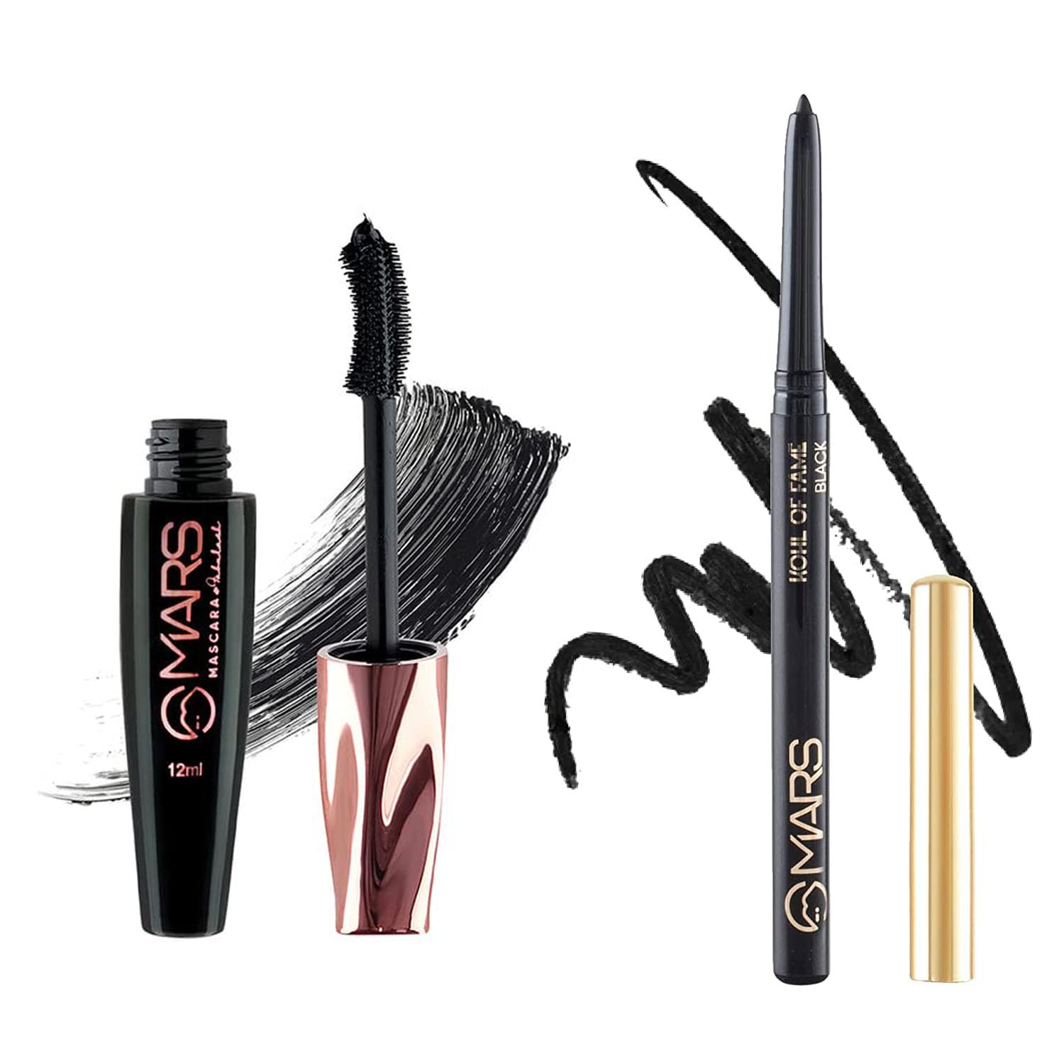 MARS Fabulash Volumizing Mascara | Up to 18 Hours Stay | Waterproof with Intense Jet Black Color (12ml) (Black)