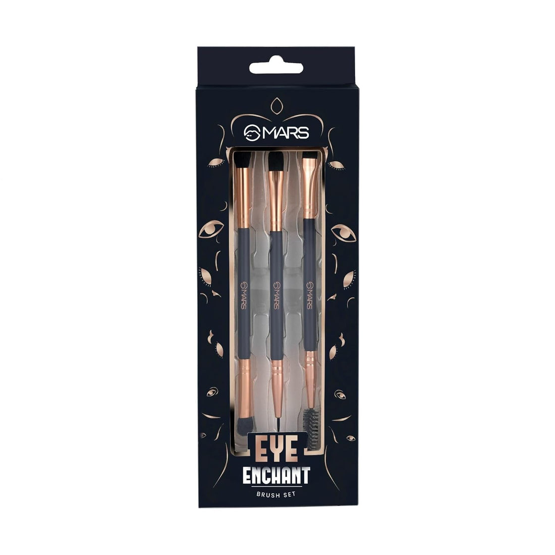 MARS Enchanted Eye Brush Set of 3 | Multipurpose Eye Makeup, Eyebrow & Liner Brushes | Soft Bristles | Compact & Travel Friendly