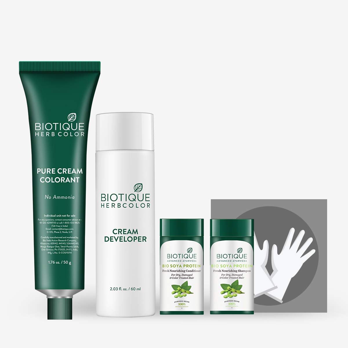Biotique Herbcolor Conditioning Hair Colour l Ammonia Free Hair Color l 9 Organic Herbal Extracts l Natural and Healthy Shine l 50g + 110ml| Darkest Brown 3N (Pack of 2)
