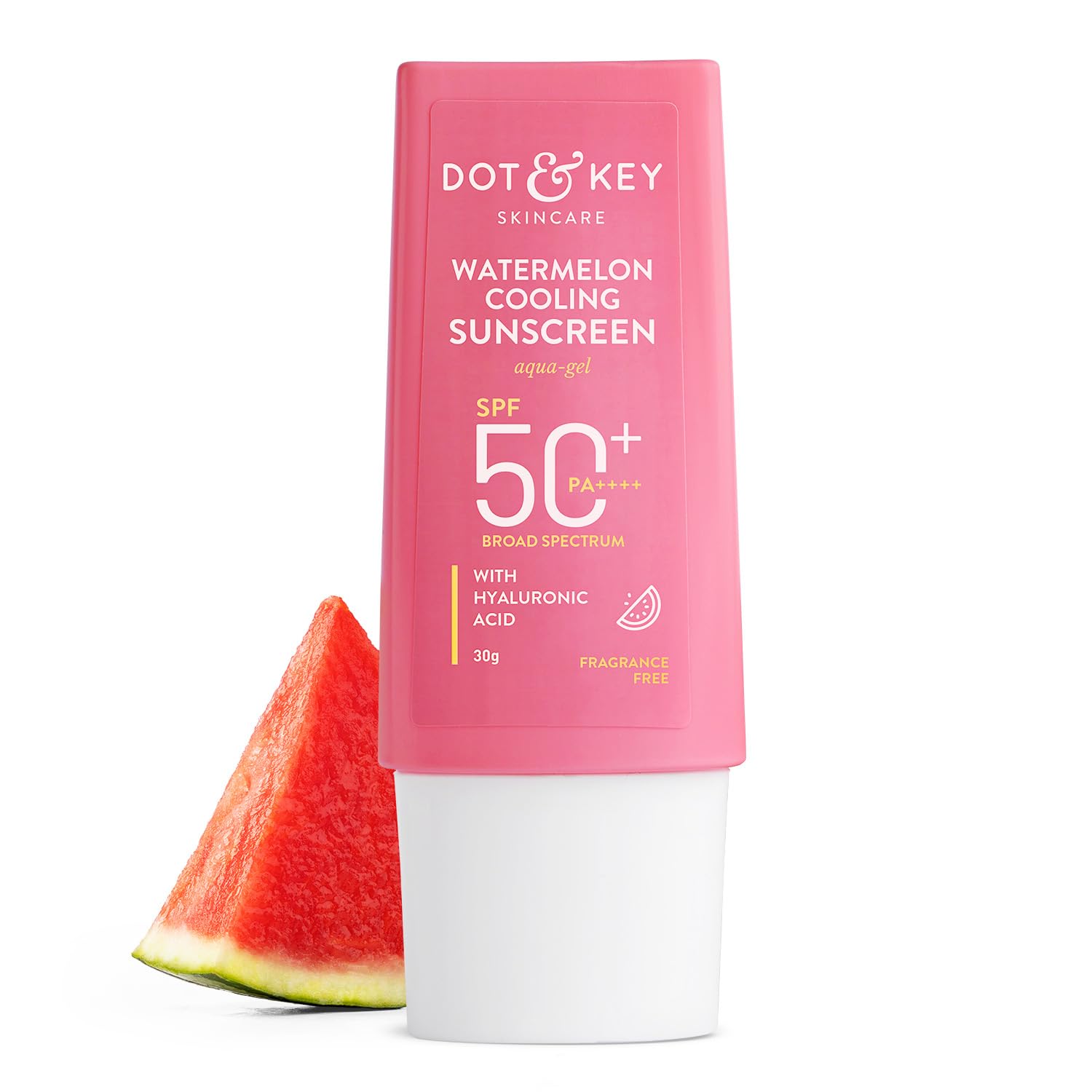 Dot & Key Watermelon Cooling Sunscreen SPF 50+ PA++++ | With Hyaluronic Acid, Instantly Cools Skin, Broad Spectrum Protection | Controls Excess Oil, Checks Tanning, No White Cast, All Skin Types | 50g