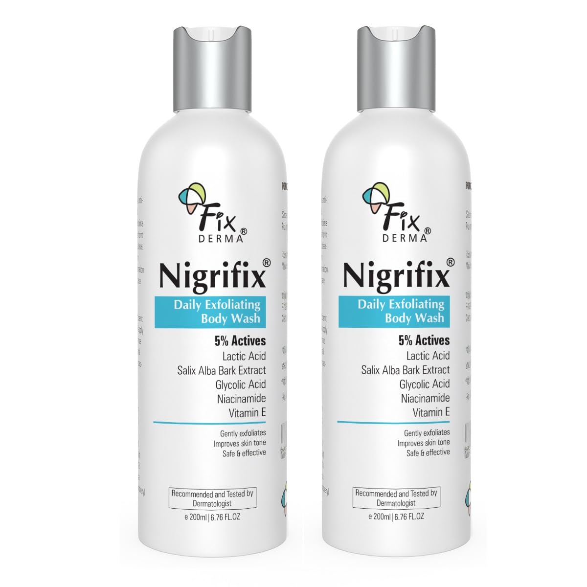 FIXDERMA Nigrifix Underarm Roll On With 6% AHA, Lactic Acid & 1% Mandelic Acid & Kojic Acid | Brightens Skin & Exfoliates Underarm | For Sensitive Skin - 60Ml (Pack Of 2), For Unisex