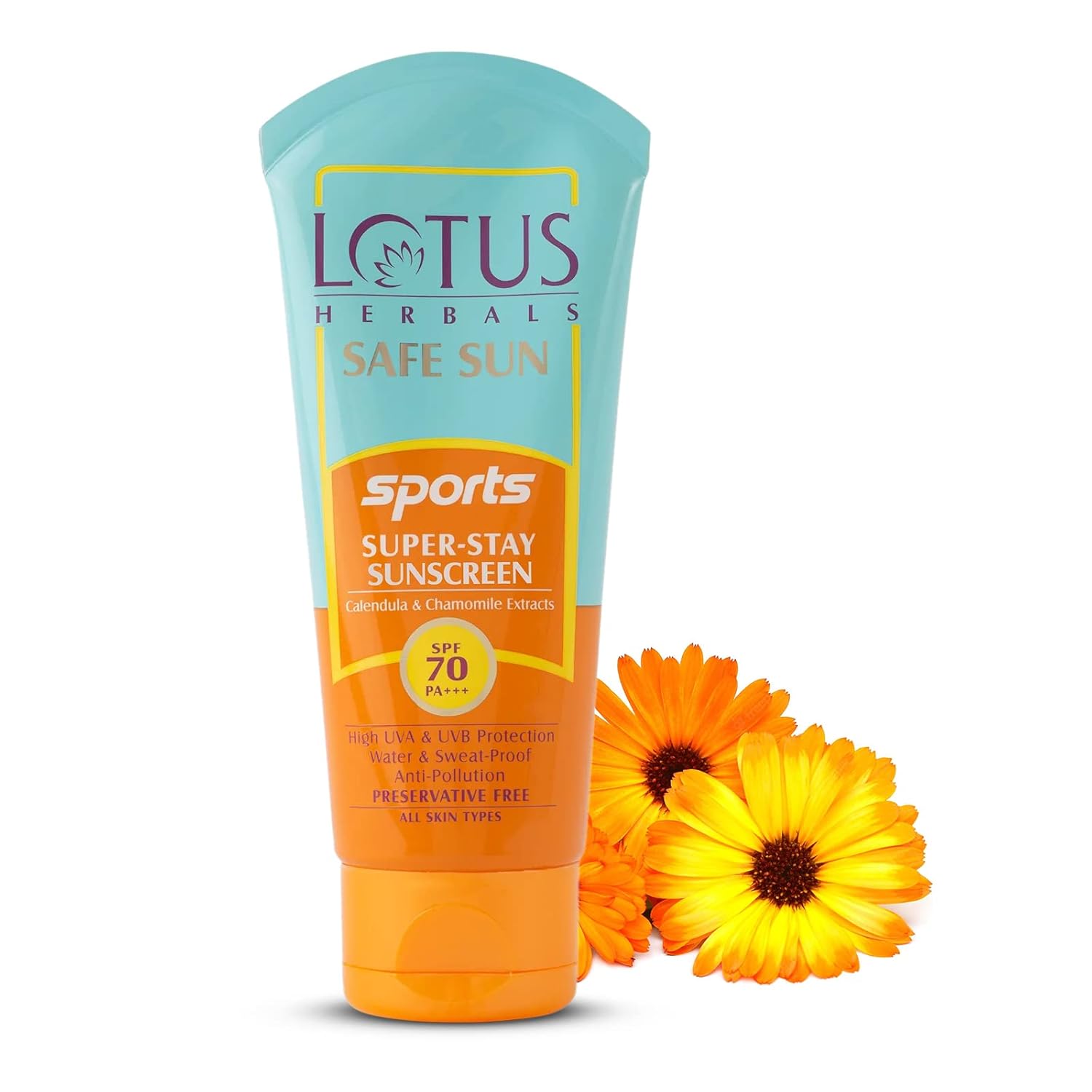 Lotus Herbals Safe Sun Sports Super Stay Sunscreen Cream For Dry Skin Spf 70 Pa+++, Sweat & Waterproof 80G - Dhevu