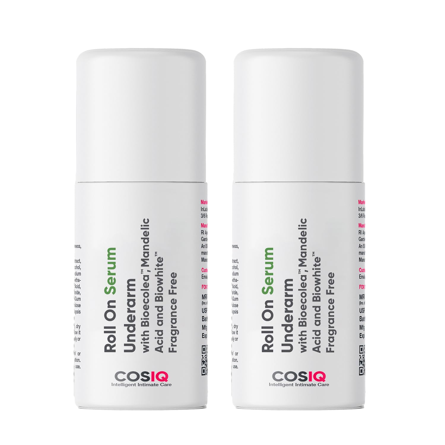 Cos-IQ Brightening Underarm Roll-On Serum for Women, 80ml | With Bioecolea, Mandelic Acid and Bio White | Prevents Body Odour, Brightens Skin & Exfoliates Underarms | 60 Days Pack