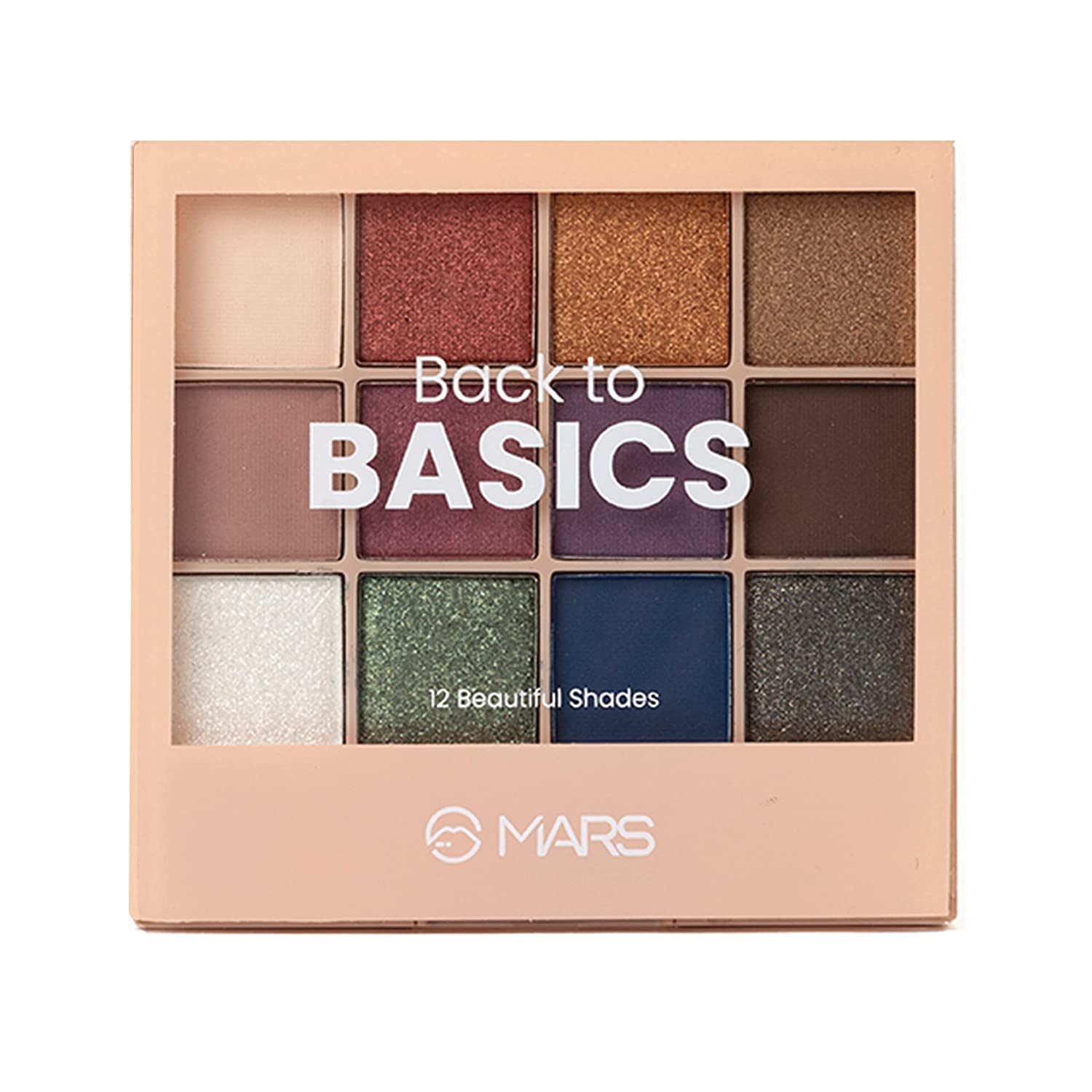 MARS 12 Shades Back to Basics Eyeshadow Palette with Free Applicator | Matte | Shimmer | Beginner Friendly & Long Lasting Eye Shadow Palette (14.4 gm) (Shade-02)