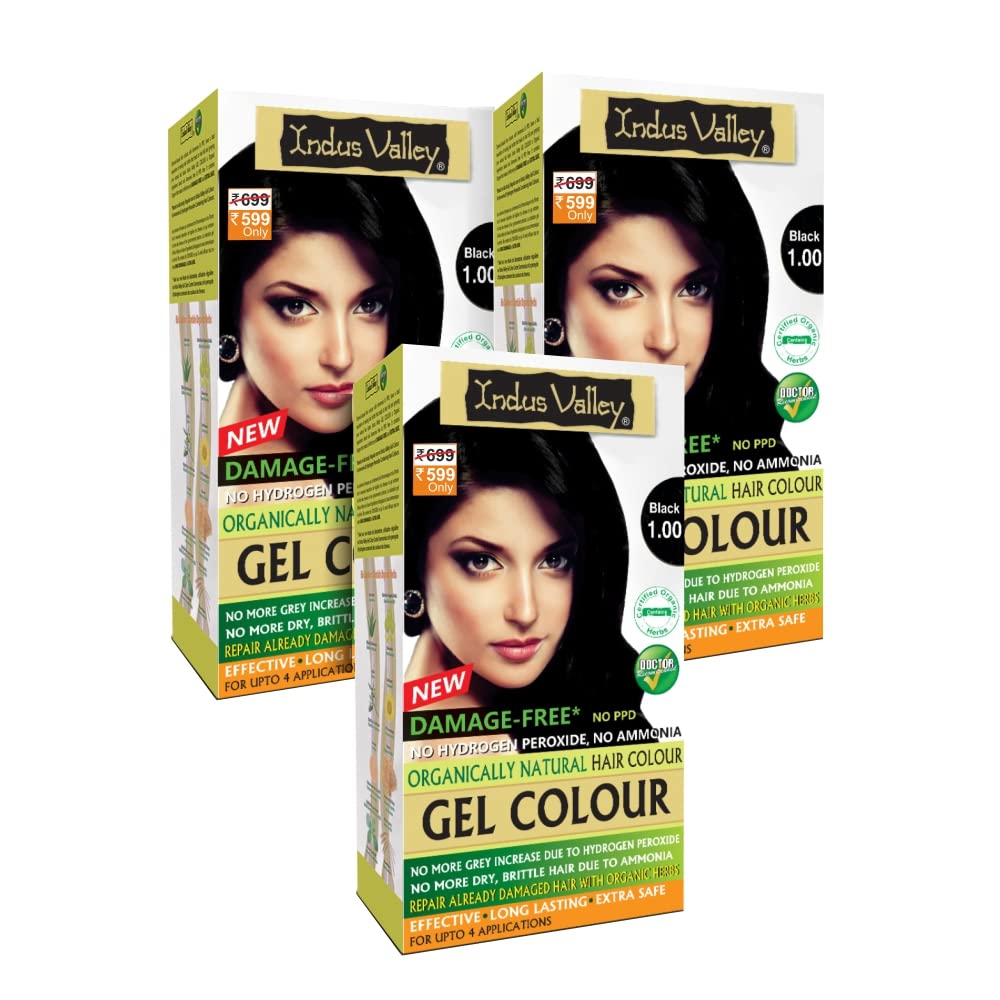INDUS VALLEY Damage Free Natural Gel Hair Colour for Women | Ammonia & PPD Free Organic Hair Colour with 100% Grey Coverage, Long Lasting Hair Color Trial Pack (Dark Brown, 65 ml)