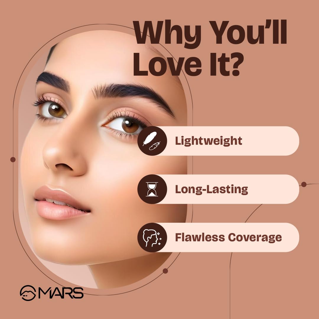 MARS Cancel Liquid Concealer for Face Makeup with Radiant Natural Finish | 07-Caramel Charm | 6.0 ml | Lightweight | Medium to High Coverage | Long-Lasting & Multi-Purpose | Crease Resistant