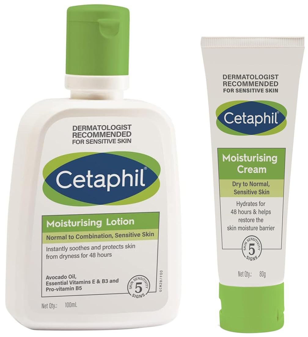 Cetaphil Moisturising Cream for Face & Body, 80g | 48Hr Hydration with Niacinamide, Panthenol & Glycerin | For Dry to Normal Skin | Paraben-Free, Hypoallergenic, Non-Greasy