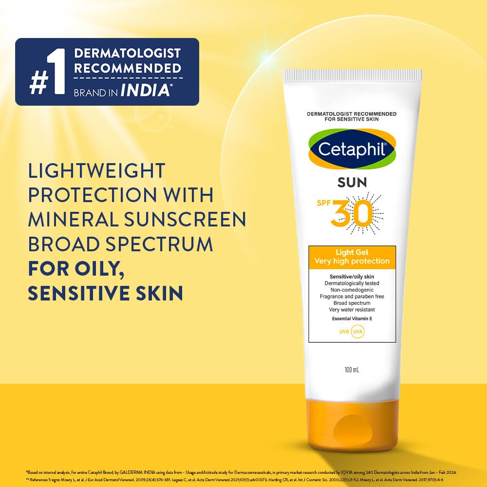Cetaphil Sun Spf 30 Sunscreen Gel, White, Hydrate & Nourish 100 ml - Dhevu