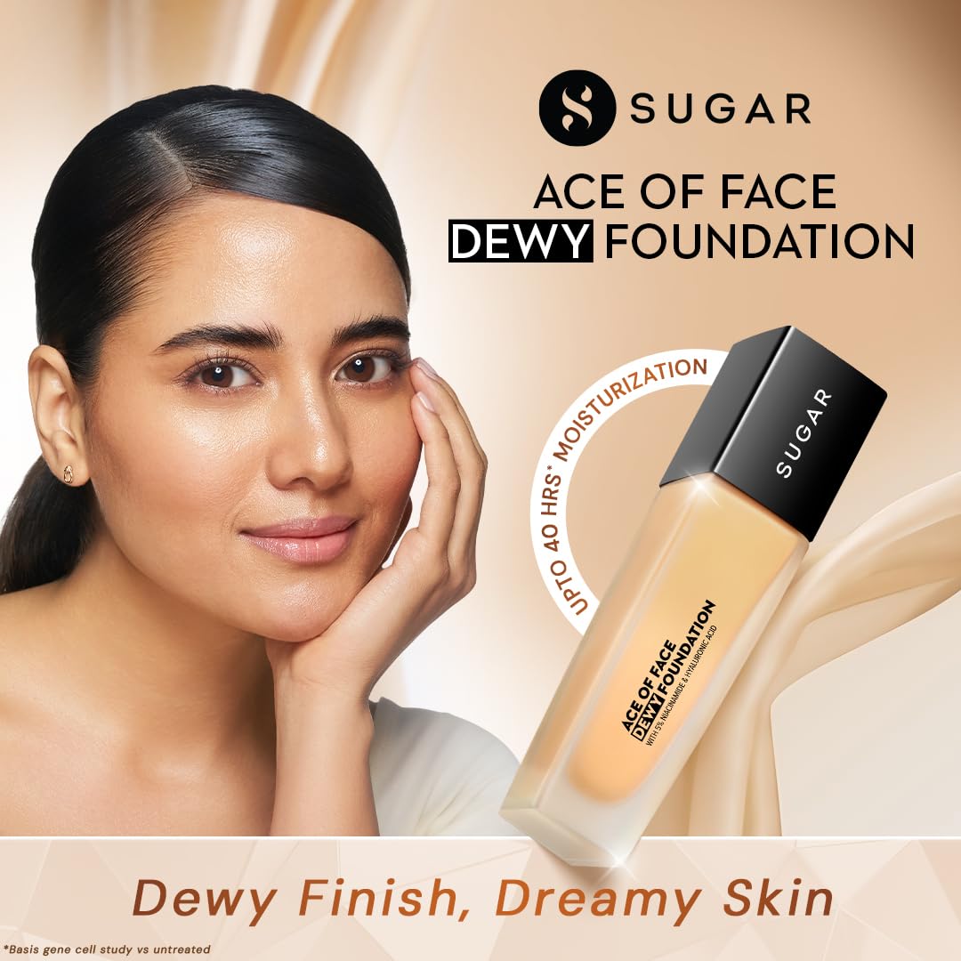 SUGAR Cosmetics Ace Of Face Dewy Foundation with 5% Niacinamide & Hyaluronic Acid | Lasts upto 18hrs | 30 ml - 17 Raf