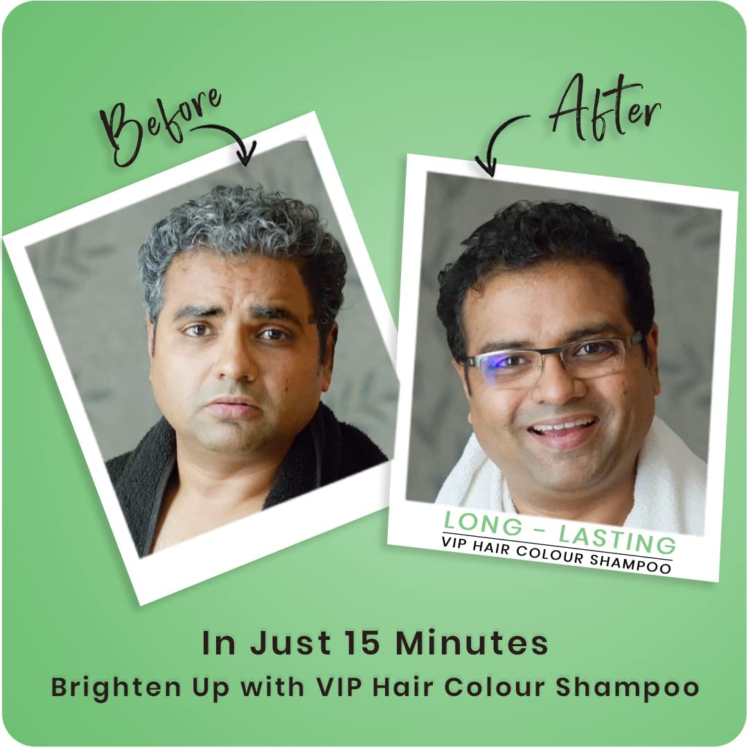 VIP HAIR COLOUR SHAMPOO Gel Shampoo- Black | Ammonia Free Hair Colour For Men And Women | 20Ml (Pack Of 12)