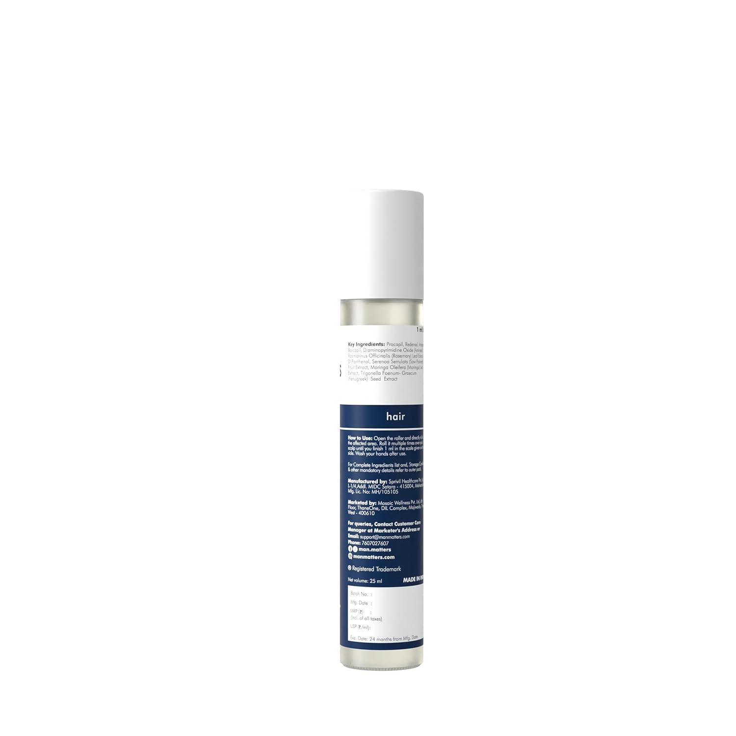 Man Matters Advanced Hair Growth Serum Roll On For Hair&Beard|With 3% Redensyl,2% Anagain,1% Aminexil&Rosemary Leaf Extract |Reactivates Hair Cells&Activates Beard Follicles|25Ml,50 Grams