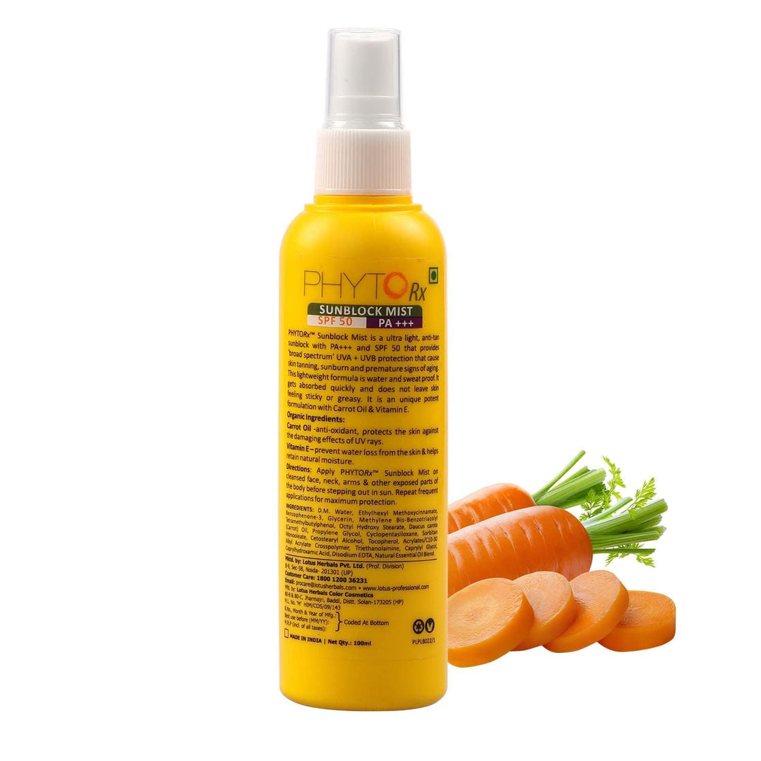 Lotus Professional PhytoRx Anti Tan Sunscreen Face Mist SPF 50 and PA+++ | Broad-Spectrum, Non-Greasy Water-Resistant Sunscreen Spray | Mist Dispersion Advancement Technology | For All Skin Types| For Women and Men| 100ml