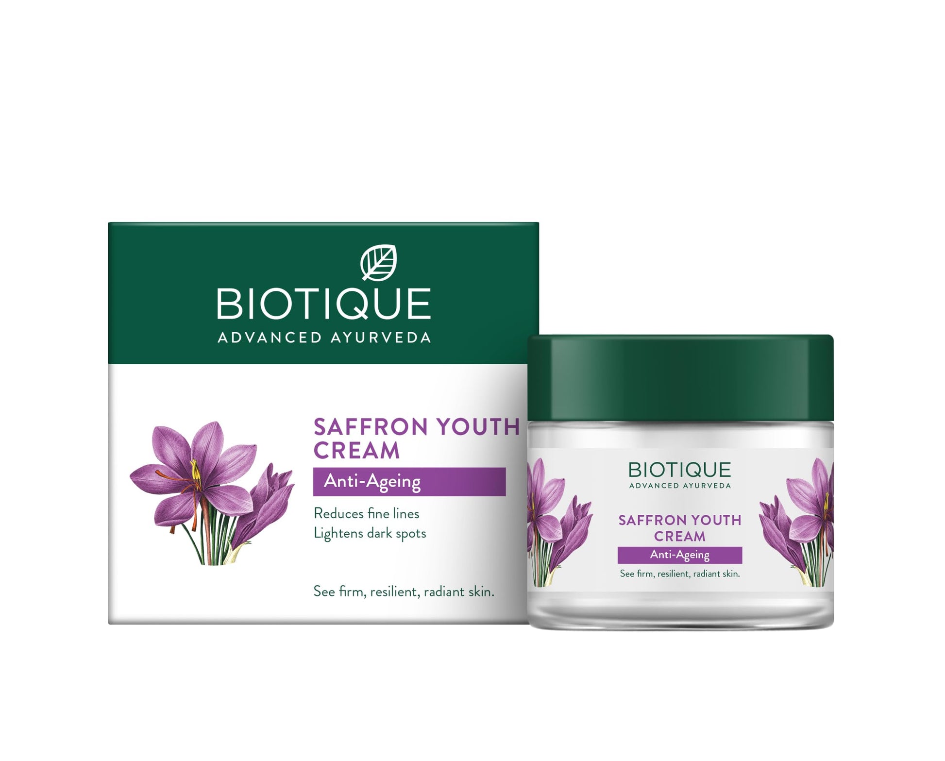 Biotique Bio Saffron Dew Youthful Moisturizer | Protects Skin Cells | Prevents Ageing and Retains Youthful Glow | 100% Botanical Extracts | Suitable for All Skin Types | 50g