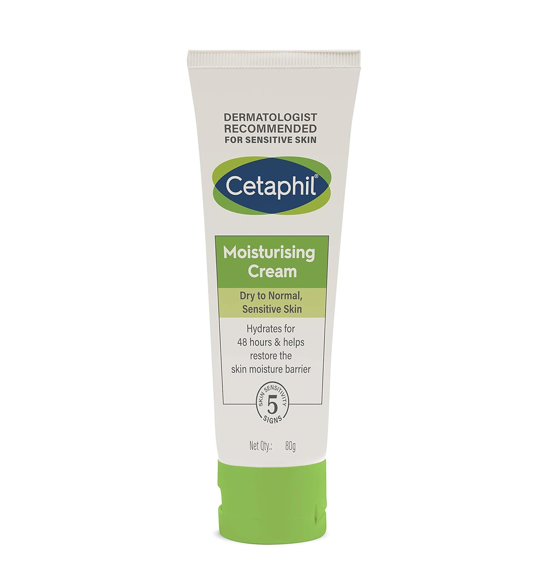 Cetaphil Moisturising Cream for Face & Body, 80g | 48Hr Hydration with Niacinamide, Panthenol & Glycerin | For Dry to Normal Skin | Paraben-Free, Hypoallergenic, Non-Greasy