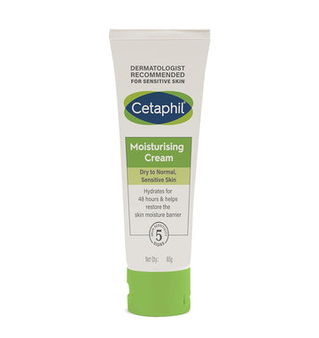 Cetaphil Moisturising Cream for Face & Body, 80g | 48Hr Hydration with Niacinamide, Panthenol & Glycerin | For Dry to Normal Skin | Paraben-Free, Hypoallergenic, Non-Greasy
