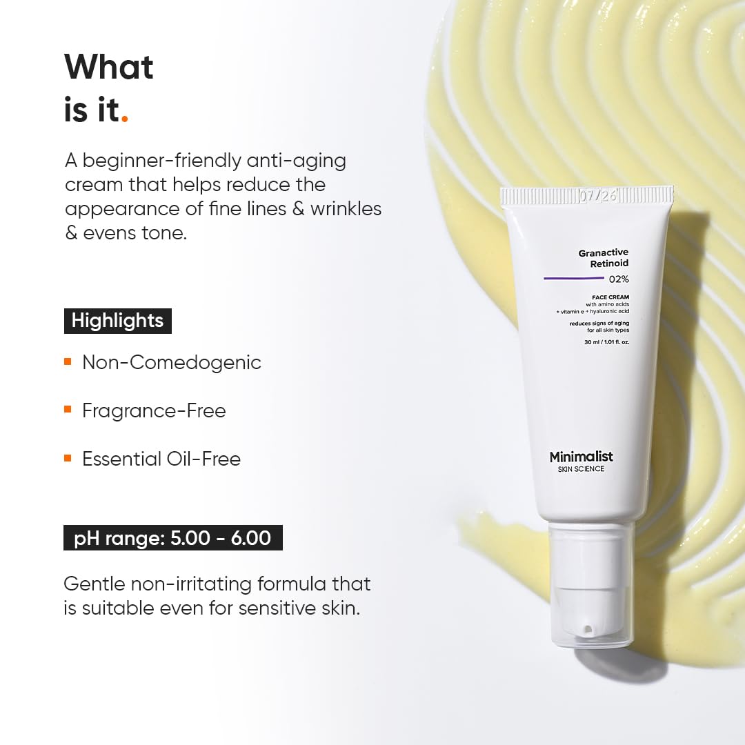 Minimalist 2% Retinoid Anti Ageing Night Cream for Wrinkles & Fine Lines | With Retinol Derivative For Sensitive Skin