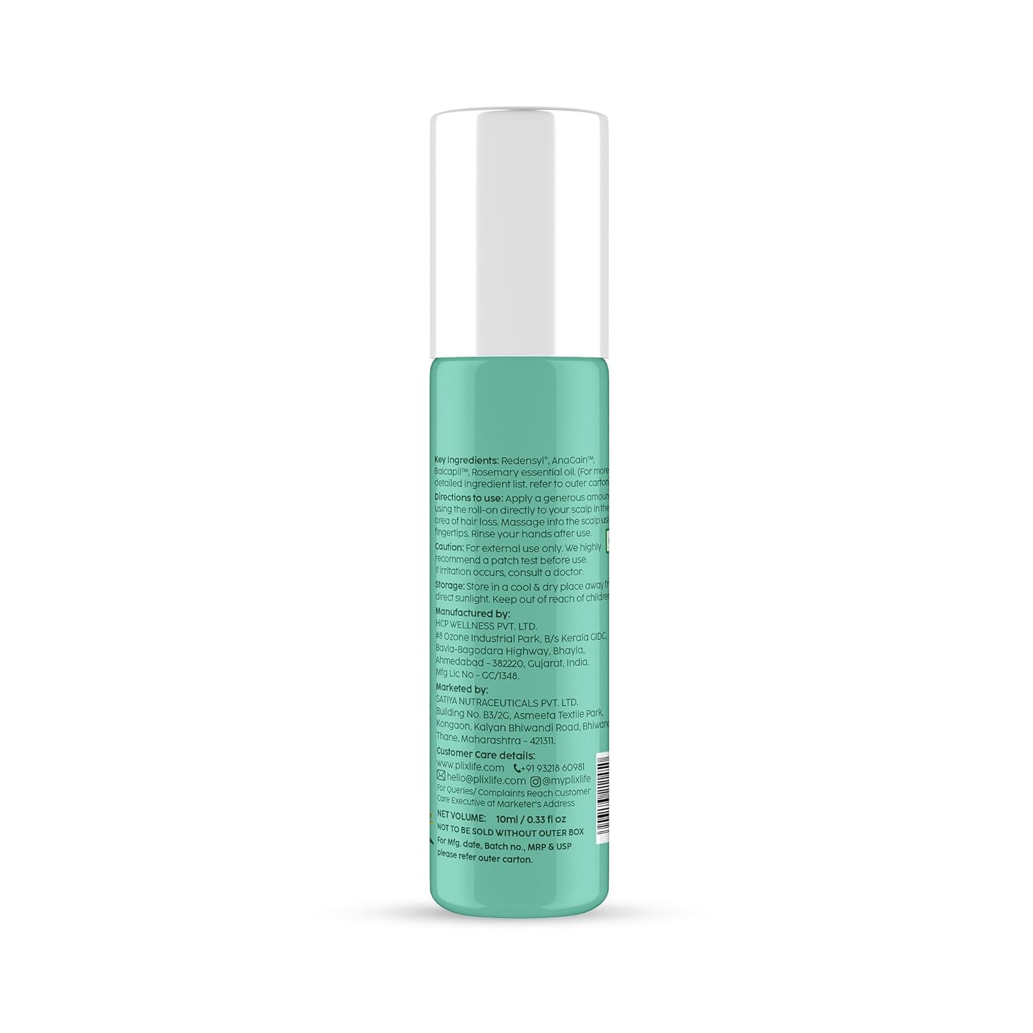 The Plant Fix Plix Rosemary Hair Growth Advanced Serum Roll-On | With 3% Redensyl®, 4% AnaGain™ & 3% Baicapil™ | Easy to Use | Mess-free | Prevents Hair Fall & Stimulates Hair Follicles | For All Hair Types | 10ml