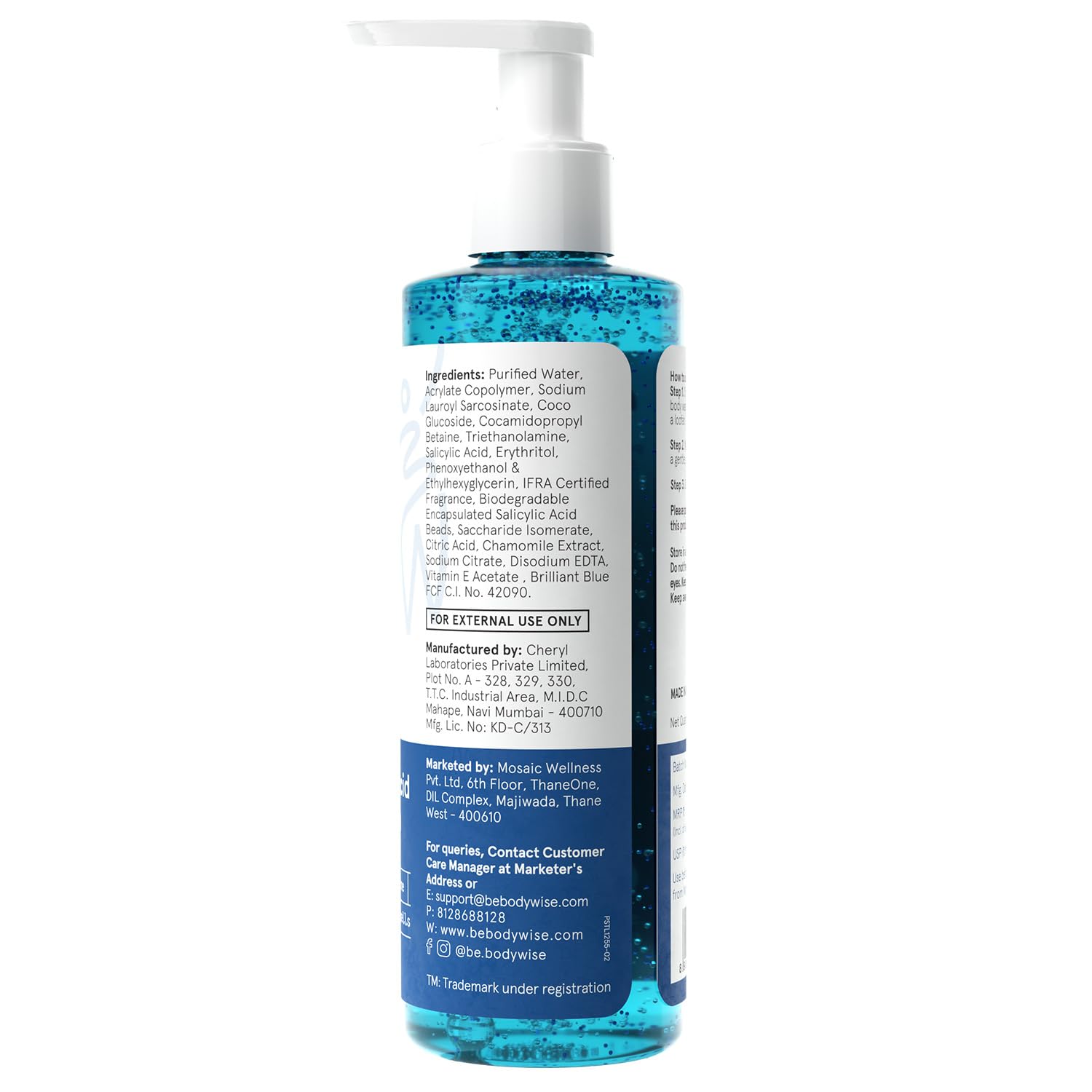 Be Bodywise 1% Salicylic Acid Exfoliating Body Wash Shower Gel 250ml | Prevents Body Acne, Bumpy skin & Deep cleanses | Suitable for All Skin Types.