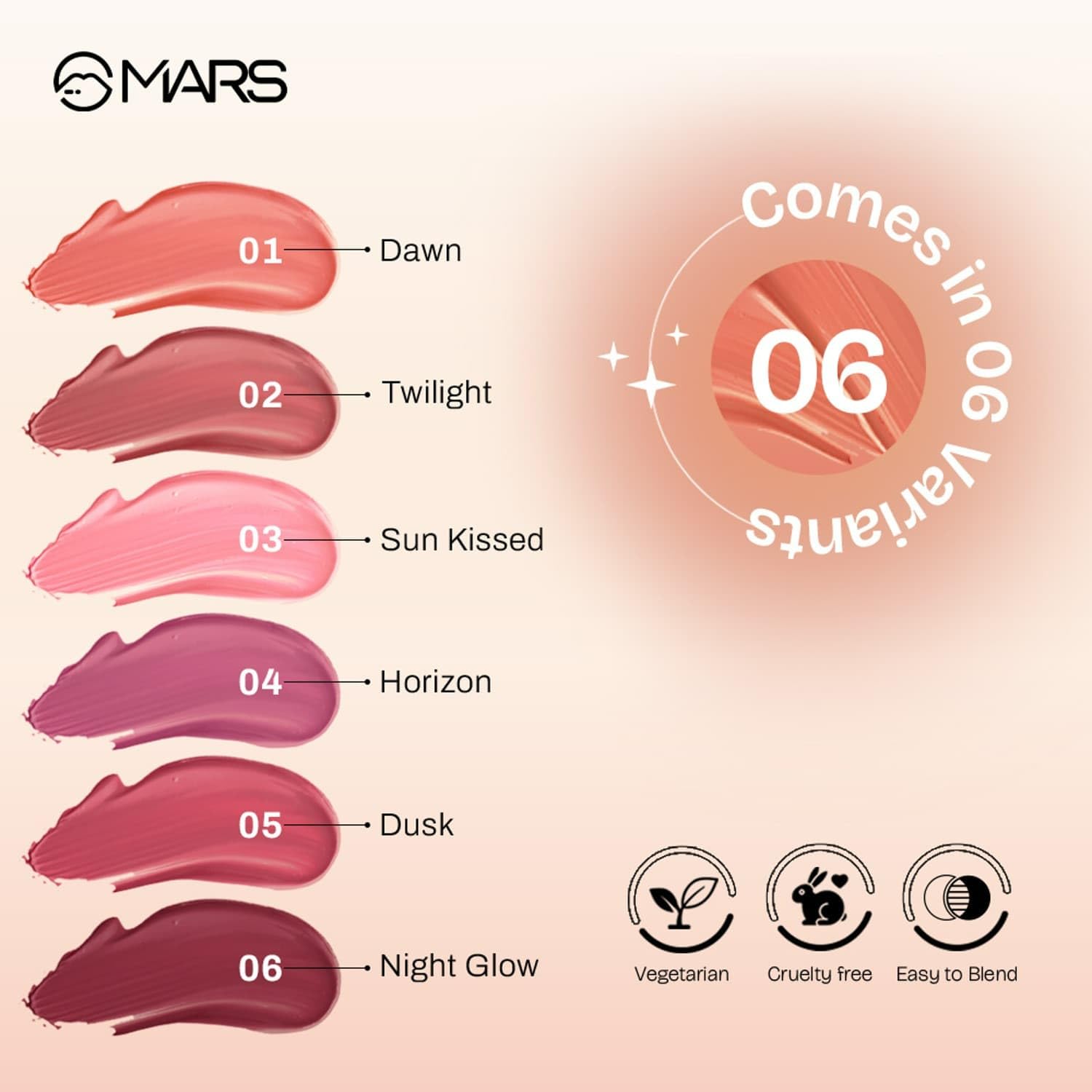 MARS Liquid Blush Hour | Dewy-Matte Finish | Highly Pigmented | Lightweight & Long-Lasting Formula | Effortless Application (12 ml) (05-DUSK)