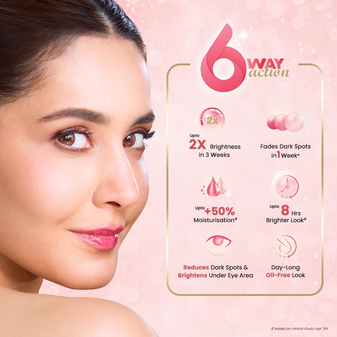 Emami Pure Glow Complete Brightening Cream 50g | with Japanese Sakura Flower & Niacinamide for 2X Brightness & +50% Moisturisation | Mineral-Oil Free, Paraben-Free