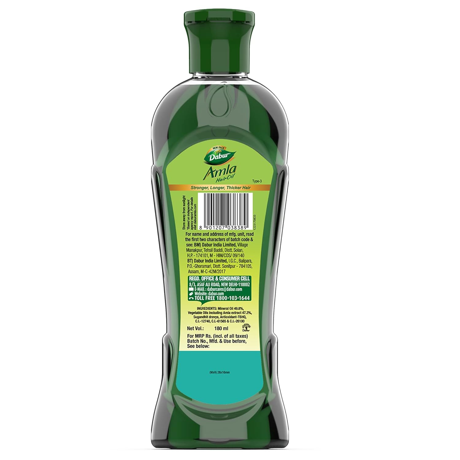 Dabur Amla Hair Oil - 180 ml | For Strong, Long and Thick hair | Nourishes Scalp | Controls Hair Fall, Strengthens Hair & Promotes Hair Growth