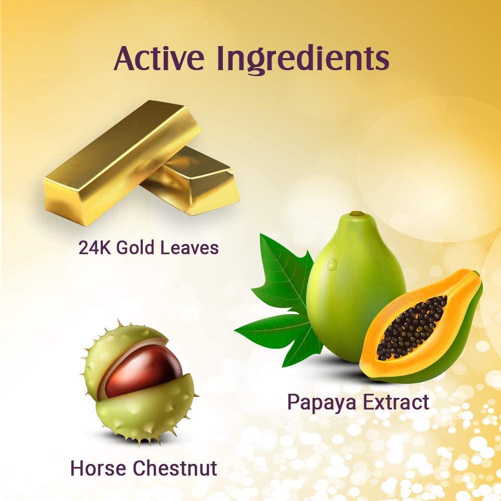 Lotus Herbals Radiant Gold Cellular Glow 1 Facial Kit | With 24K Gold Leaves | For Natural Golden Glow Skin | 37g - Dhevu