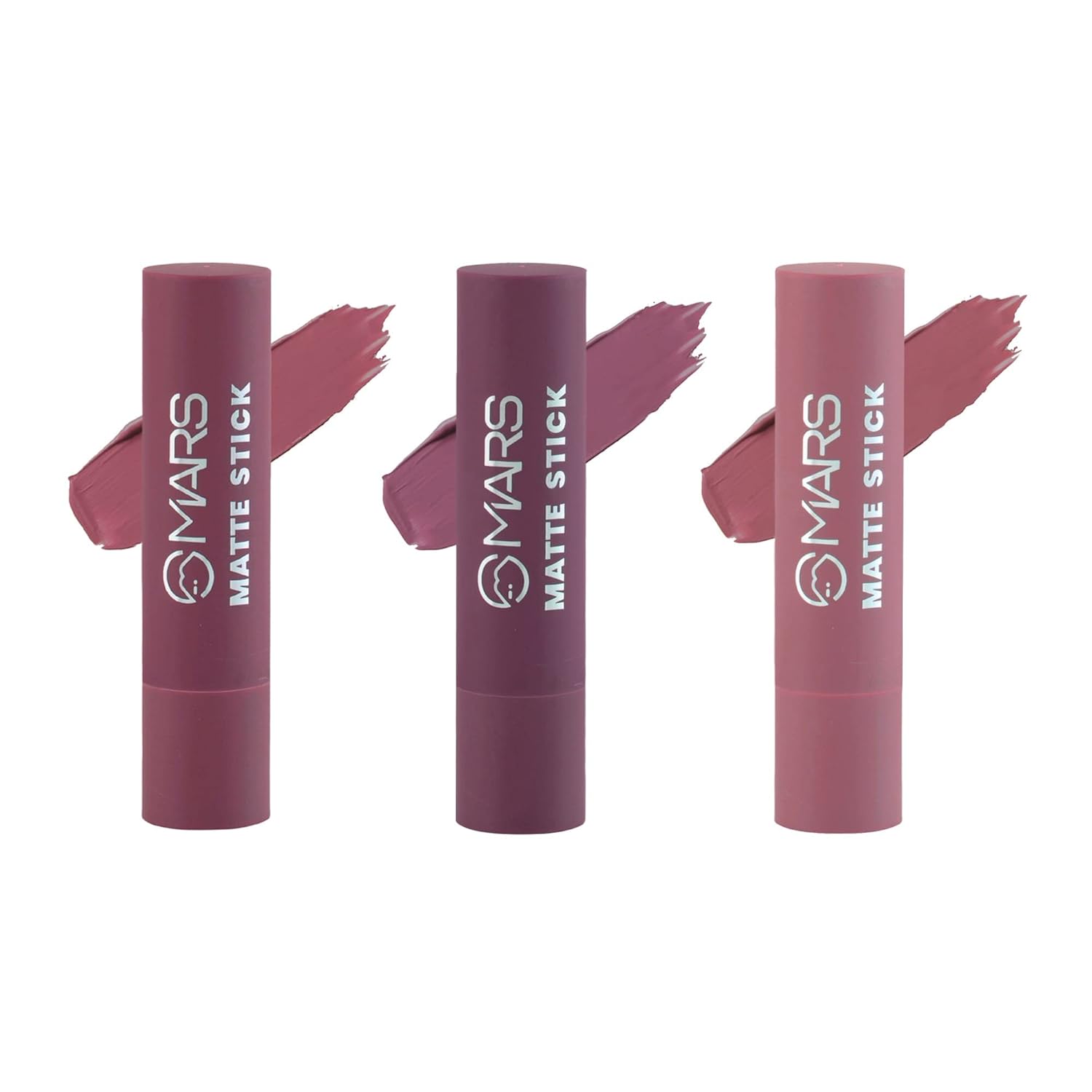 MARS Matte Box Set of 3 Lipsticks for Women | Long-Lasting | Smooth Finish | Moisturising | One Swipe Pigmentation (3x3.2 gm) (03-Plum)