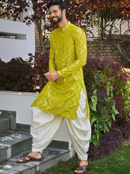 See Designs Ethnic Motifs Embroidered Regular Mirror Work Kurta with Patiala