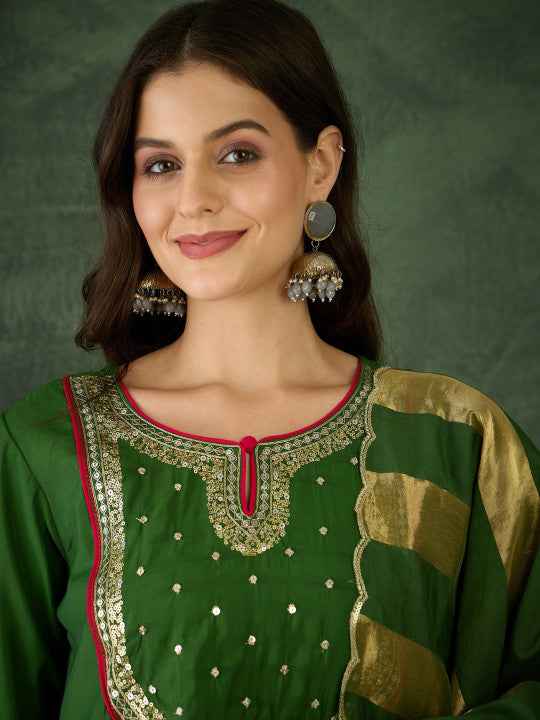 Women Embroidered A-Line Kurta Set