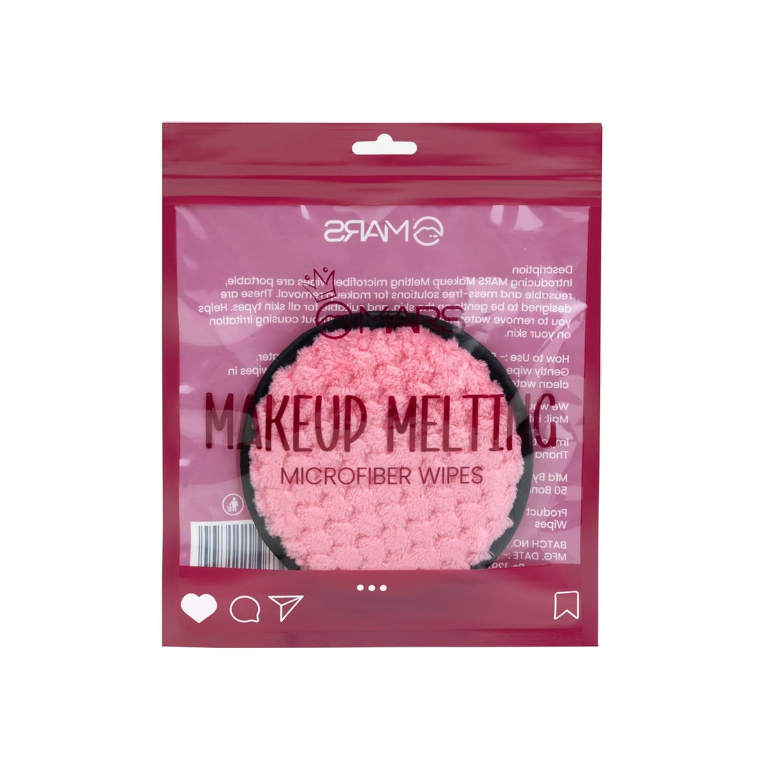 MARS Makeup Melting Microfiber Wipes| Reusable | Effortlessly Removes Waterproof makeup | Gentle on Skin | All Skin Types (Pack of 1)