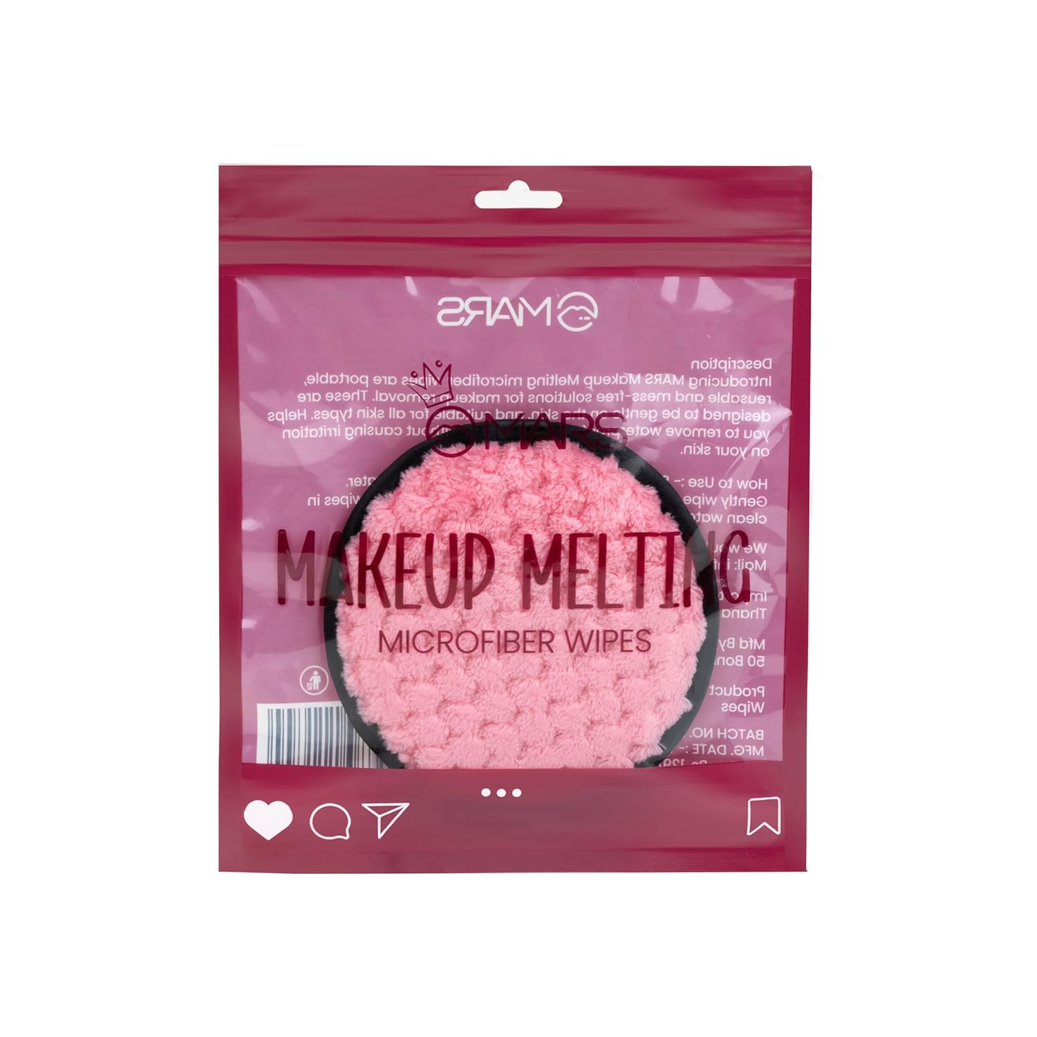 MARS Makeup Melting Microfiber Wipes| Reusable | Effortlessly Removes Waterproof makeup | Gentle on Skin | All Skin Types (Pack of 1)