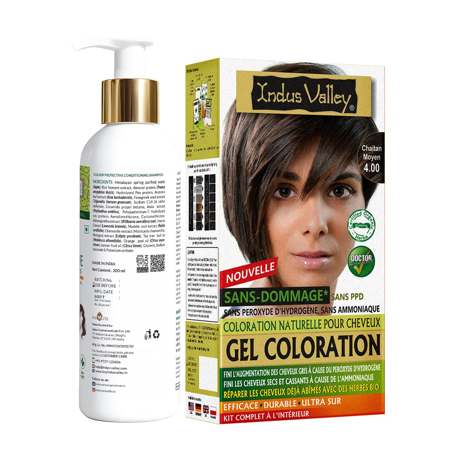 INDUS VALLEY Damage Free Natural Gel Hair Colour for Women | Ammonia & PPD Free Organic Hair Colour with 100% Grey Coverage, Long Lasting Hair Color Trial Pack (Dark Brown, 65 ml)