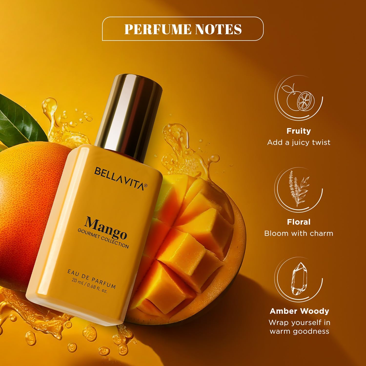 BELLAVITA Gourmet Collection Gift Set 3x20ml | Long Lasting Perfume for Man and Woman | Vanilla, Mango and White Musk | Fruity Fragrance for Men & Women