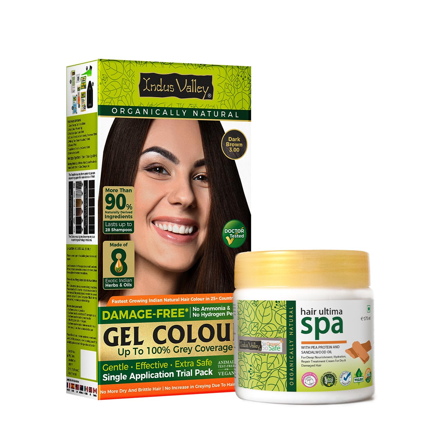 INDUS VALLEY Damage Free Natural Gel Hair Colour for Women | Ammonia & PPD Free Organic Hair Colour with 100% Grey Coverage, Long Lasting Hair Color Trial Pack (Dark Brown, 65 ml)